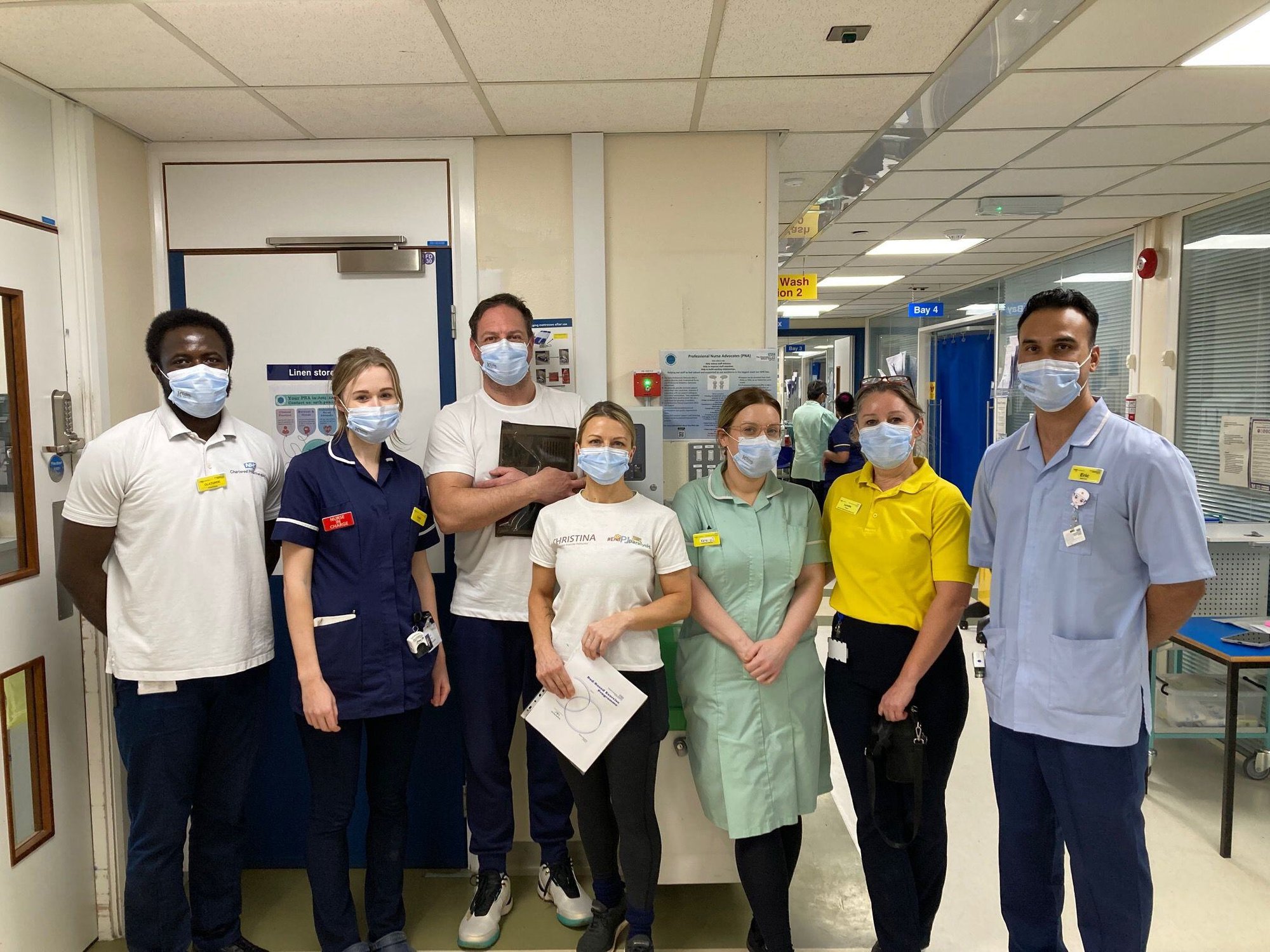 Christina, Iain and staff on Ward 27 at Royal Shrewsbury Hospital in January 2025. 2025