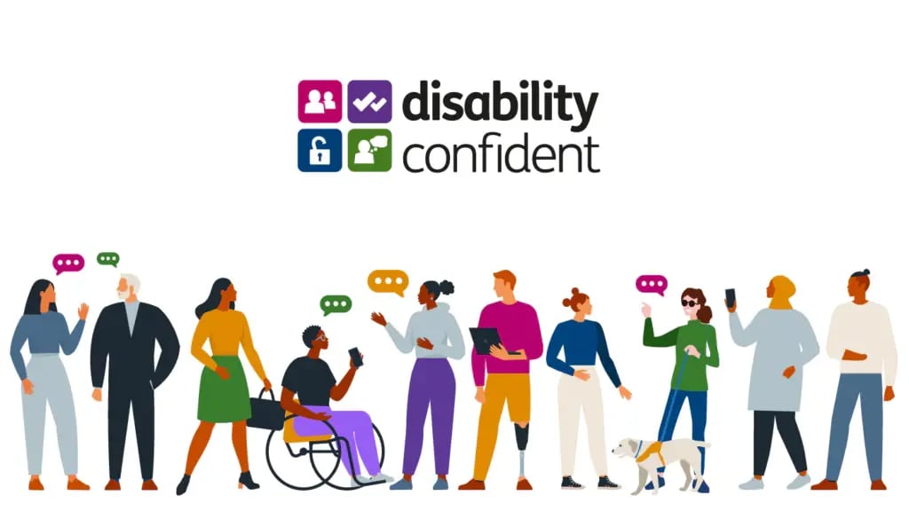 Disability Confident image showing graphics of different people 