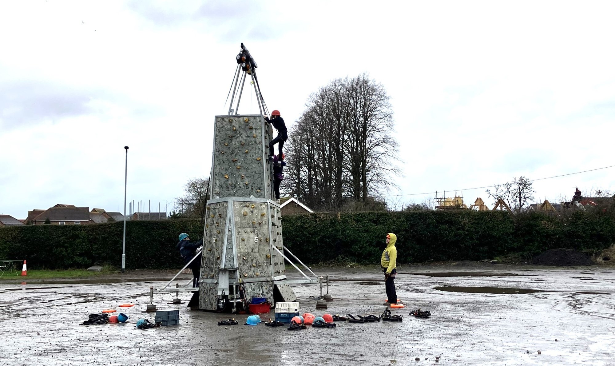 Children trying climbing